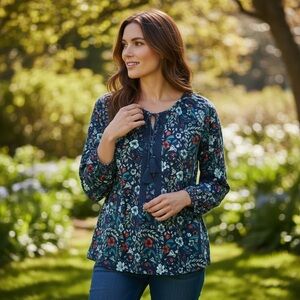 Wrangler Women’s Navy Spring Flowy Blouse Size L